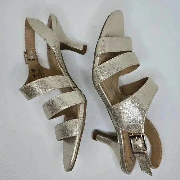 Abella True Comfort Francine Sandals Slingback Heel Gold/champagne Metallic 7 M - Picture 4 of 9